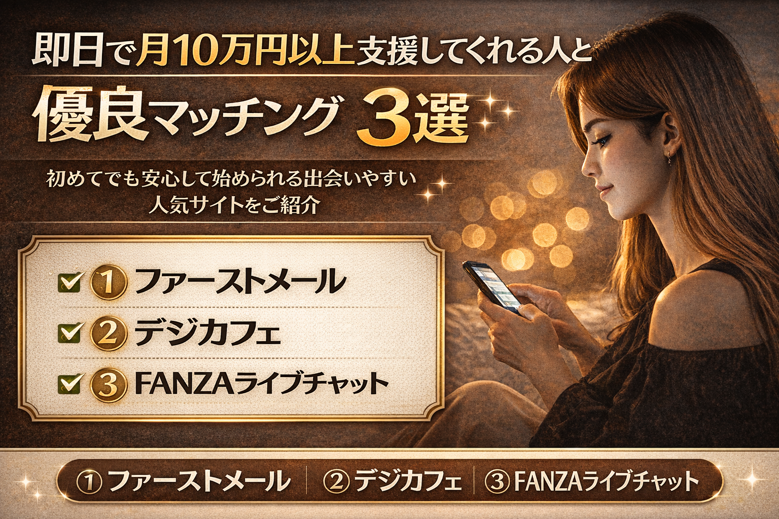 即日で月10万円以上支援してくれる人と出会える優良マッチング3選